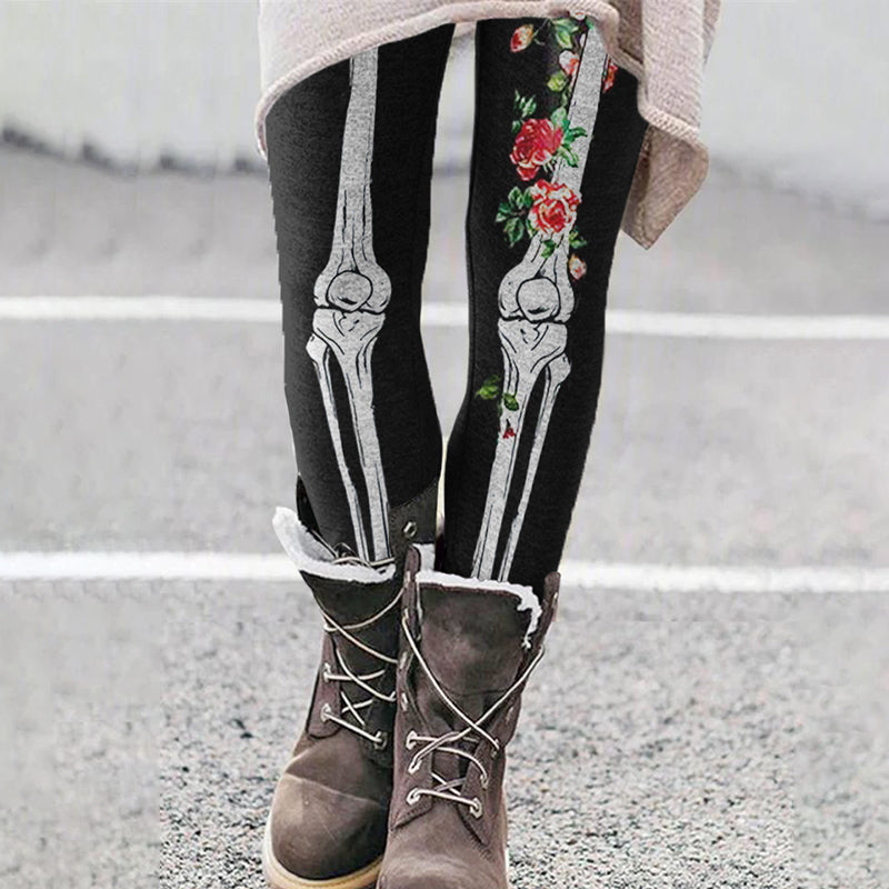 Halloween Gollum Rose Print Leggings