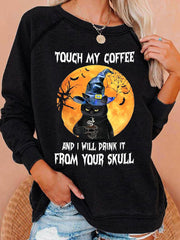 Halloween Print Crew Neck Casual Sweatshirt