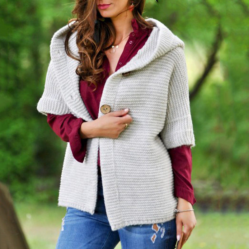 Loose Knit Hooded Cardigans For Women