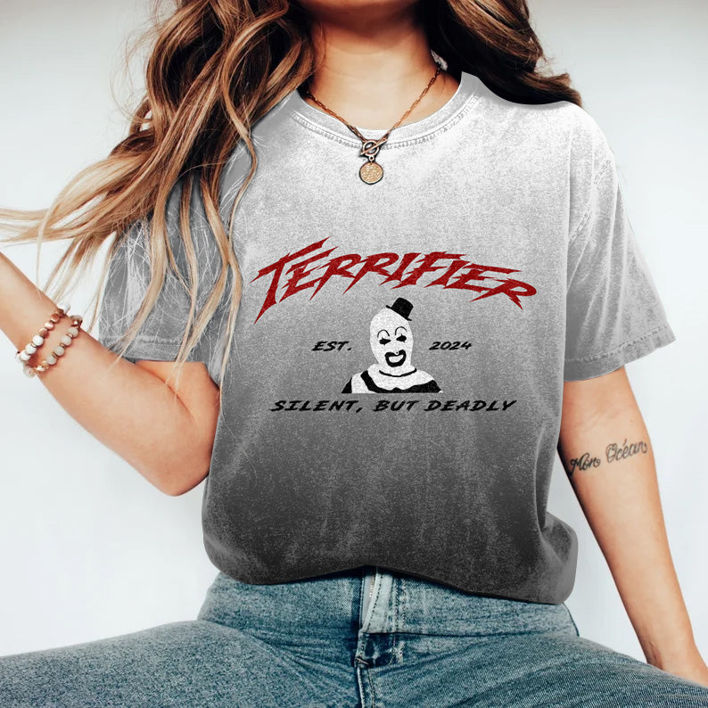 Vintage Halloween Horror Movie 2024 Terrifier Inspired Gradient T Shirt