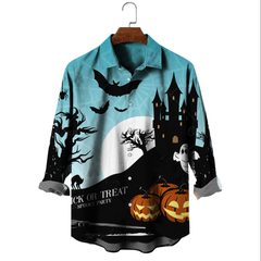 Men's Pumpkin Pattern Casual Long Sleeve Shirt
