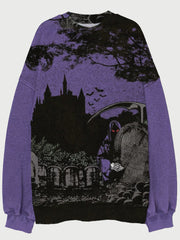 Vintage Death And Graveyard Art Washed Sweatshirt