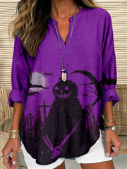 Vintage Halloween Pumpkin Ghost Art Cozy Tunic