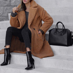 Casual Lapel Plush Long Coat