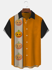 Men's Halloween Horror Funny Lapel Short Sleeve Shirt