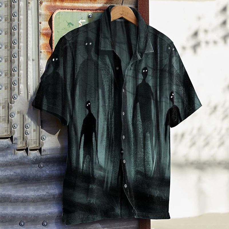 Men's Vintage Forest Ghost Casual Printed Shirt