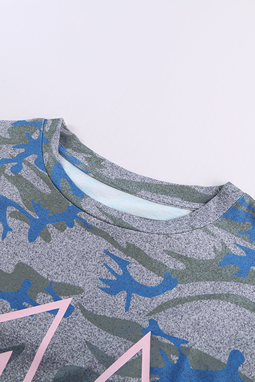 Women's Women Green Blue Short Sleeve MAMA Graphic Modern Camo Tee