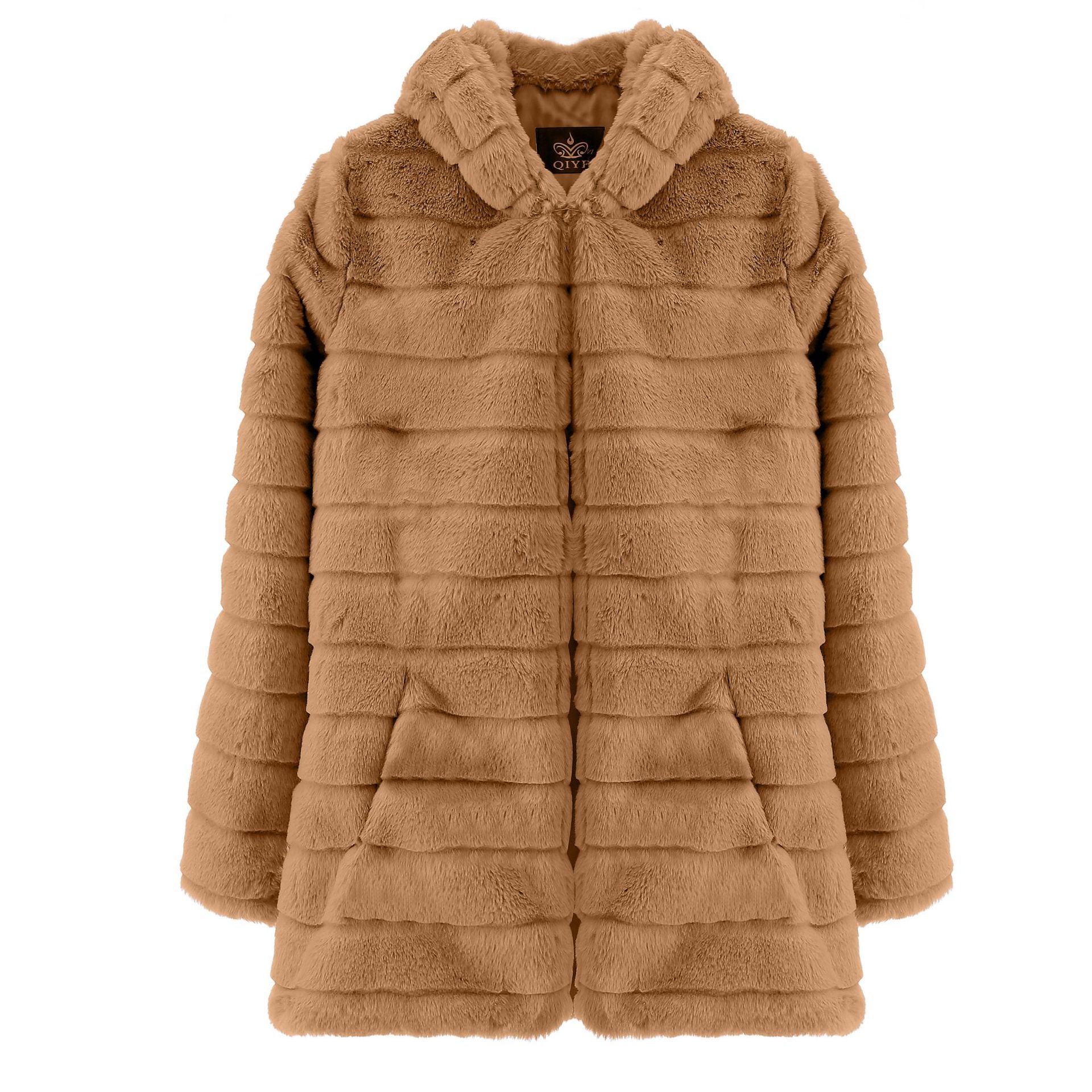 Casual Solid Color Faux Fur Coat