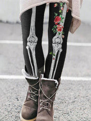 Halloween Gollum Rose Print Leggings