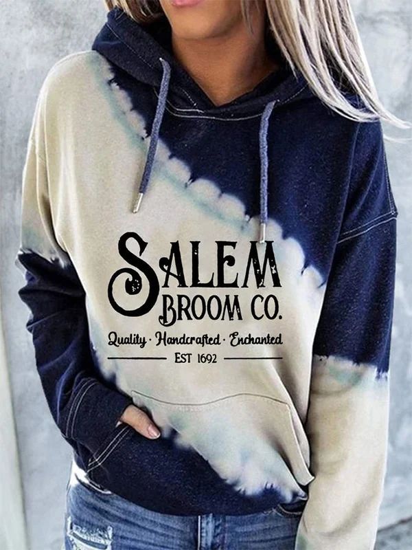 Fashion Halloween Colorblock Print Hooded Long Sleeve Sweatshirt