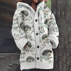 Women's Outdoor Hedgehog Print Cardigan Sweater