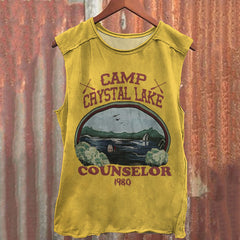 Men's Camp Crystal Lake Print Crew Neck Casual Tank Top