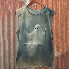 Men's Scary Ghost On The Swing Halloween Print Vest