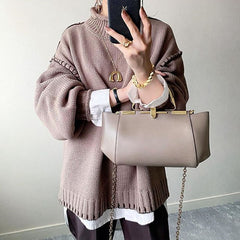 Turtleneck Jumper Hand-Crocheted Knitwear For Women