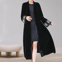 Embroidered Ethnic Mid Length Loose Kimono Duster