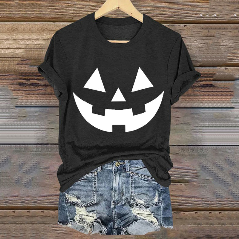 Women's Jack-O-Lantern Halloween Print T-Shirt
