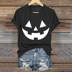 Women's Jack-O-Lantern Halloween Print T-Shirt