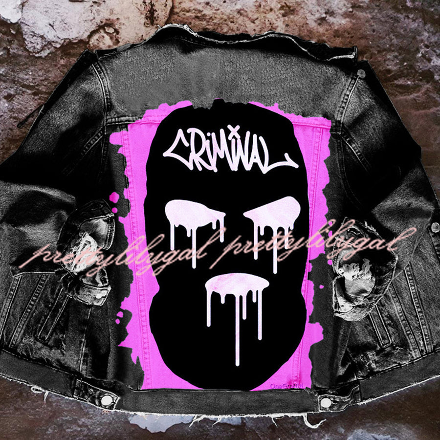 Halloween Print Long Sleeve Denim Jacket
