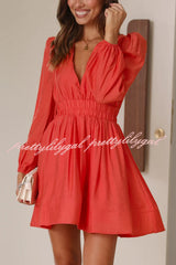 Dream of Love Long Sleeve Elastic Waist Mini Dress