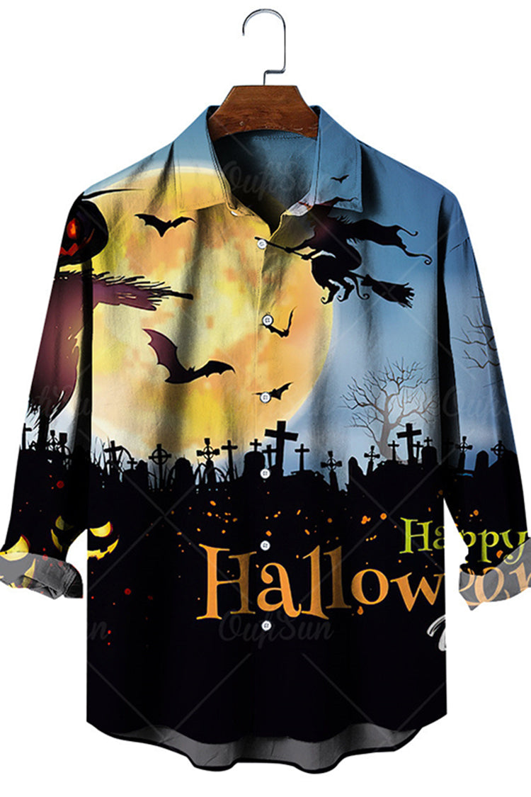 Men's Halloween Print Long Sleeve Shirt