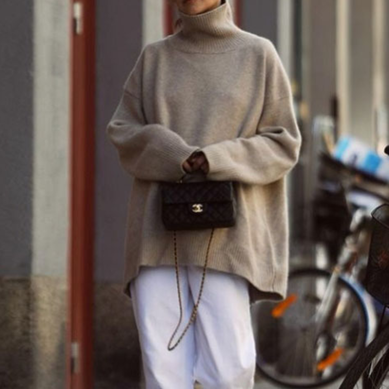 Turtleneck Solid Color Knitted Casual Pullover Sweater