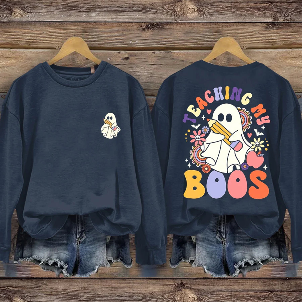 Halloween Teacher Long Sleeve Casual Sweatshirt