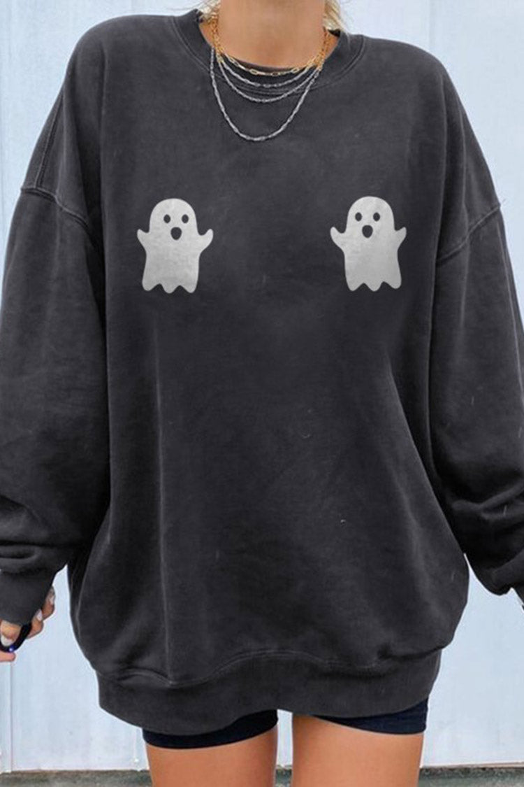 Halloween Fun Print Crew Neck Casual Sweatshirt