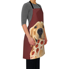 Eating Pizza Dog Print Apron