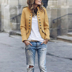 Casual Solid Color Button Jacket