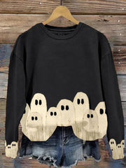 Women's Halloween Ghost Print Sweatshirt