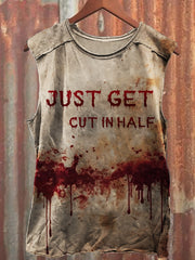 Men's Halloween Funny Cut In Half Bloody Tank Top