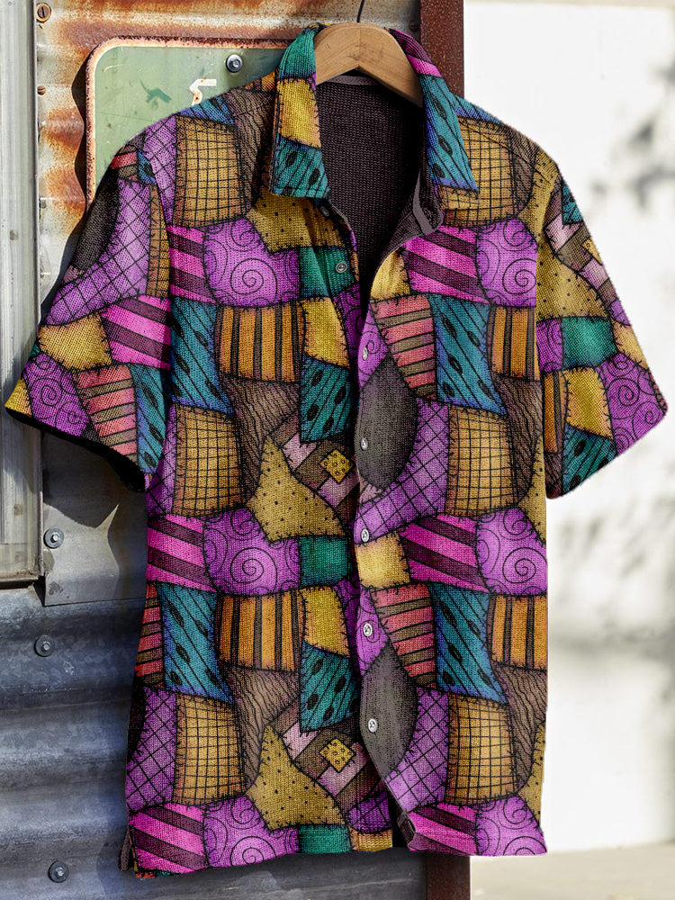 Patchwork Scraps Halloween Inspired Short Sleeve Shirt