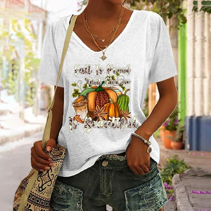 Fall Is Proof That Change Is Beautiful Print Casual T-Shirt