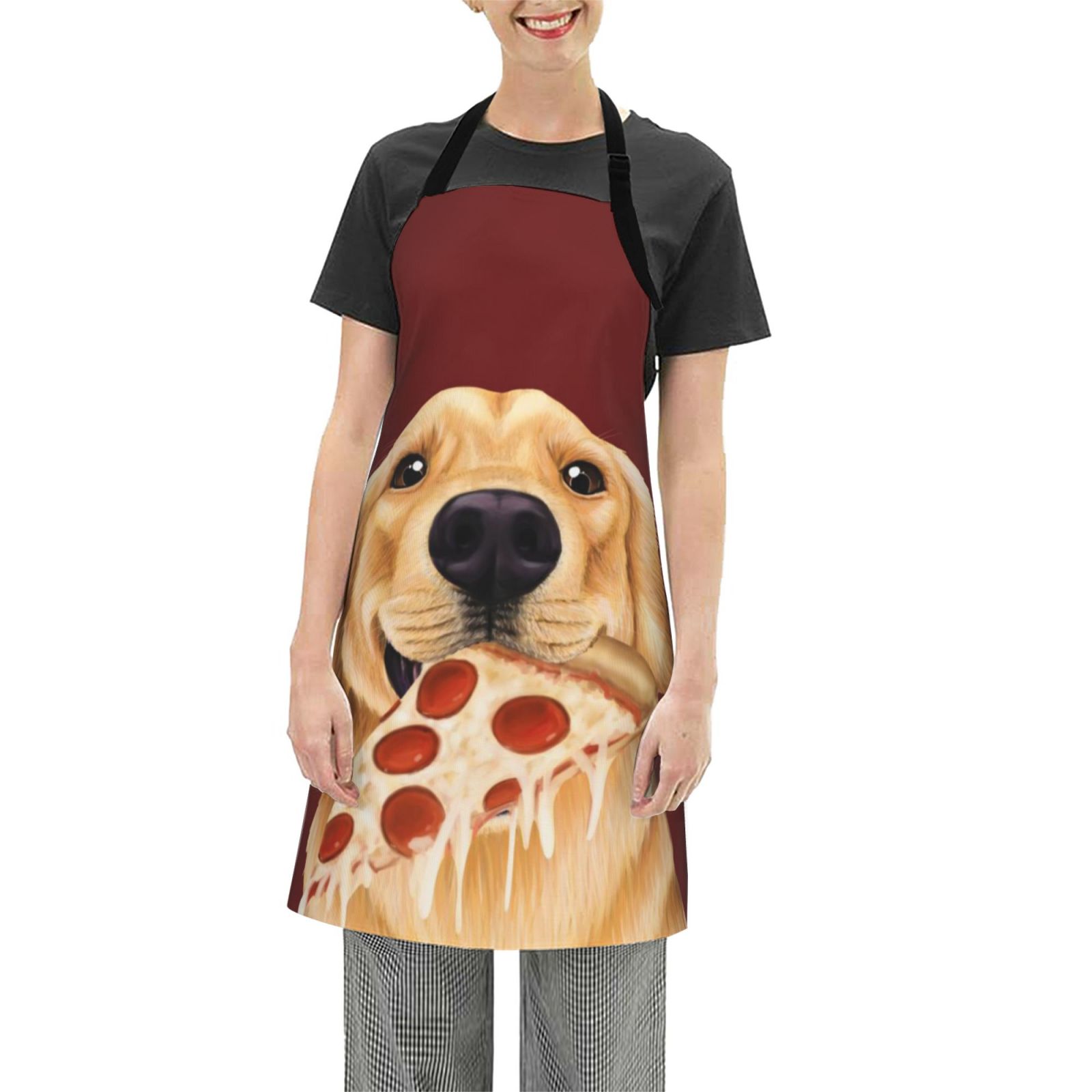 Eating Pizza Dog Print Apron