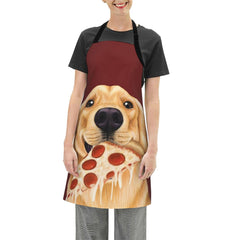 Eating Pizza Dog Print Apron