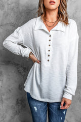 Women's White Turn-down Neck Top