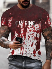 Men's Bloody I'm Fine Halloween Print T-Shirt