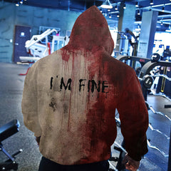 Bloody I AM FINE Printed Vintage Casual Hoodie Sweatshirt