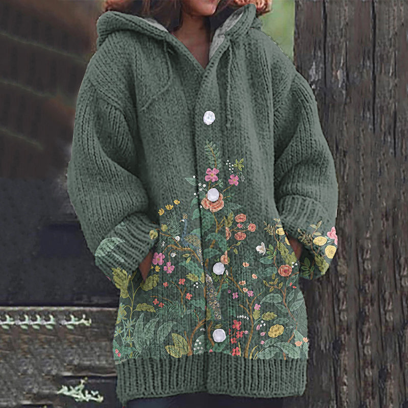 Women's Sweater With Flower Art Pattern