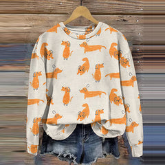 Vintage Cute Dachshund Art Casual Sweatshirt