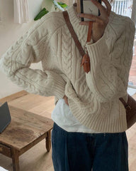 Chic Twisted Design Sweater -Ivory
