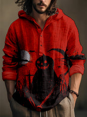 Men's Vintage Halloween Pumpkin Ghost Art Hooded Shirt