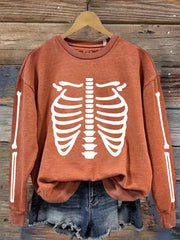 Women's Halloween Skeleton Bones Casual Sweatshirt