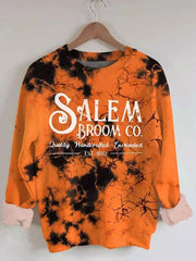 Halloween Salem Broom Co Print Casual Sweatshirt