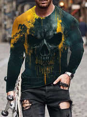 Halloween Skull Print Long Sleeve T-Shirt