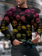 Colorful Skull Pattern Cozy Knit Sweater