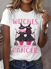 Women's Halloween Witches Unite Against Cancer Breast Cancer Awareness Warrior Tee