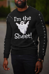 Halloween Ghost Patch Print Sweatshirt