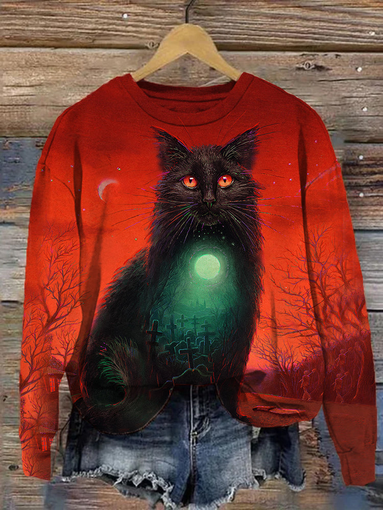 Halloween Black Cat Sweatshirt