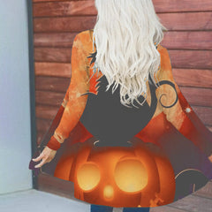 Cat Jack-o-lantern Casual Cardigan